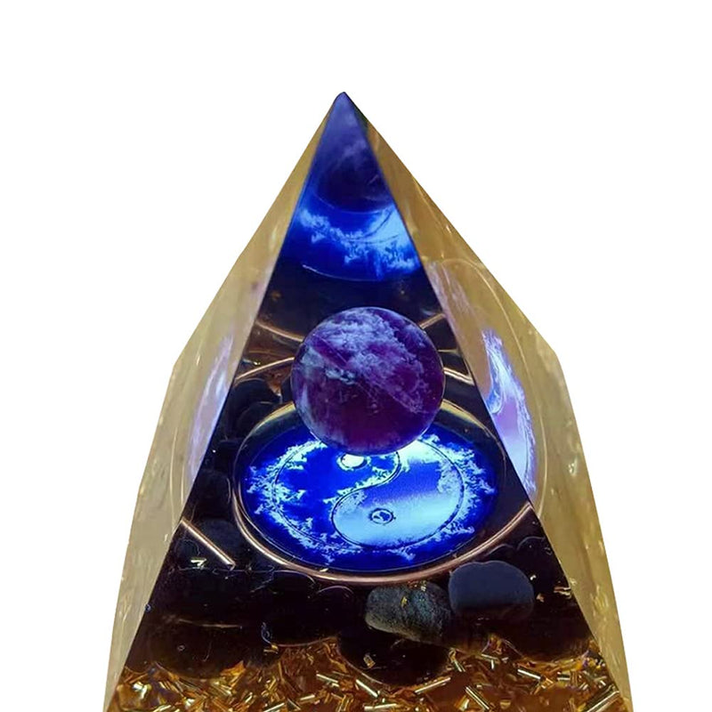 VNSTKWW Orgone Pyramid Crystal, Healing Chakra Pyramid for Protection,Balancing Positive Energy,Obsidian Emotional-Negativity Removal Stone,Clear Quartz Crystal Point for Meditation(2.36 inch) C - NewNest Australia
