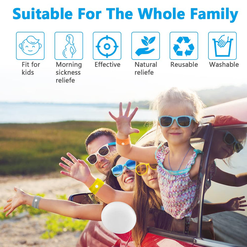ACWOO Motion Sickness Wristbands, 6 Pairs Natural Sickness Bands for Kids & Adults, Anti-Nausea Wristbands for Car Sea Sickness, Relief Wristbans for Sea Flying Travel 6 Pair (Pack of 1) - NewNest Australia