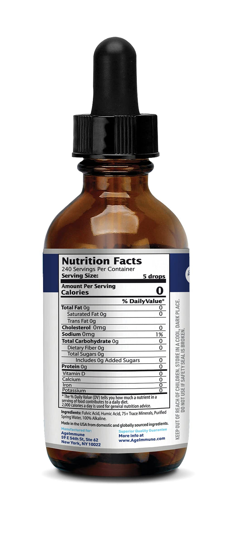 Fulvic Humic Acid Ionic Trace Minerals Liquid Supplement. Plant Derived Mineral Drops with over 75 Trace Minerals for Energy Boost. Up to 8 months supply. Concentration 250%. - NewNest Australia
