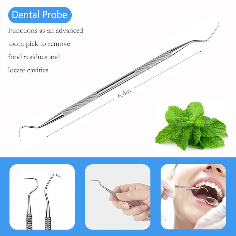 SENLMLER Professional Dental Pick Tools Kit, Teeth Cleaning Calculus Remover Tool for Dentist, Personal Using, Pets Oral Care Set with Dental Mirror Dental Tartar Scraper Dental Probe and Storage Box Style 1 - NewNest Australia