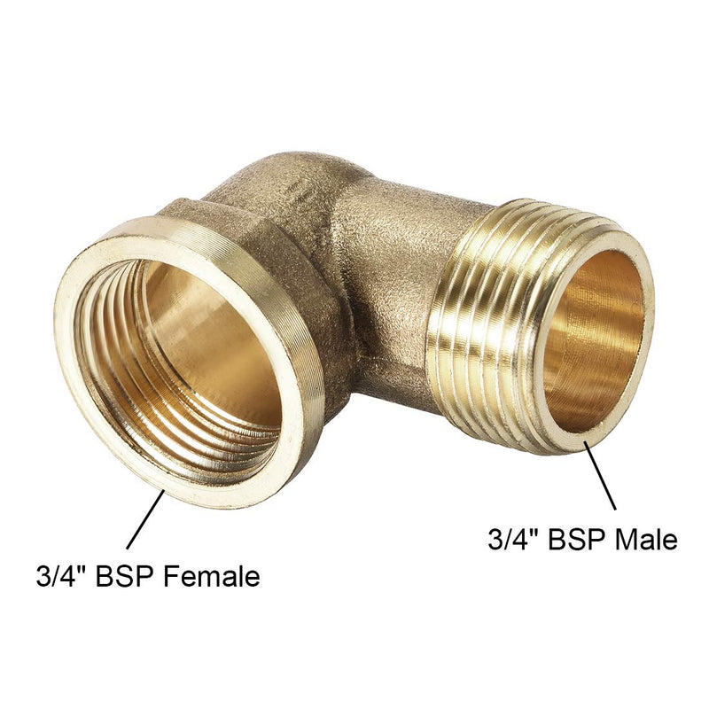 uxcell Brass Pipe Fitting 90 Degree Elbow 3/4 BSP Male X 3/4 BSP Female 2pcs - NewNest Australia