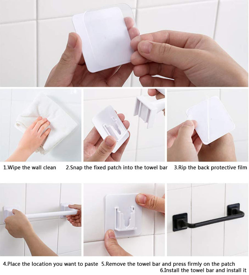 Liitrton Self Adhesive Towel Bar No Drill Hand Towel Hanger for Bathroom and Kitchen Towel Storage Self (S, White) Small - NewNest Australia