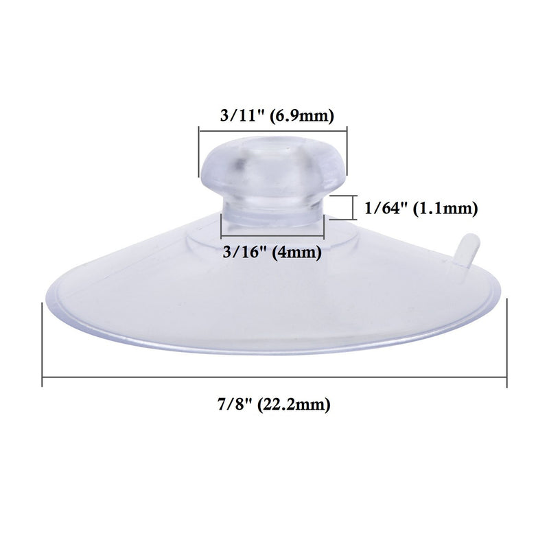 NewNest Australia - 20 Pack Clear Plastic Small Suction Cup with Removable Hook (7/8" (22.22mm) Diameter) 7/8" (22.22mm) Diameter 