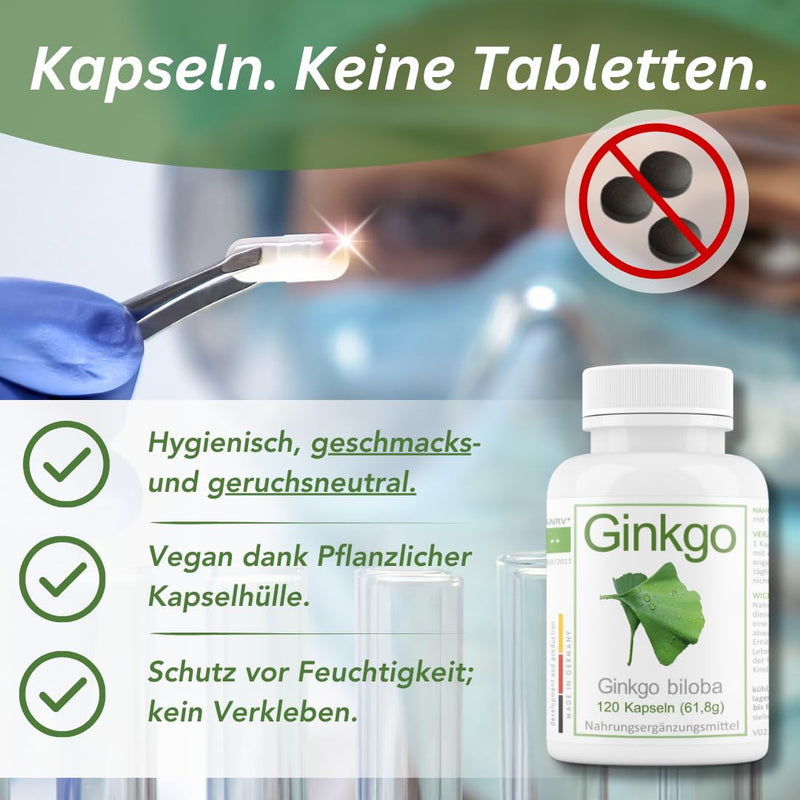 Ginkgo biloba leaf powder 420mg | from the pharmacy | 120 capsules 4-month supply | highly pure, made in Germany | Highly dosed, natural, vegan, no extract, test winner rating very good. 120 pieces (pack of 1) - NewNest Australia