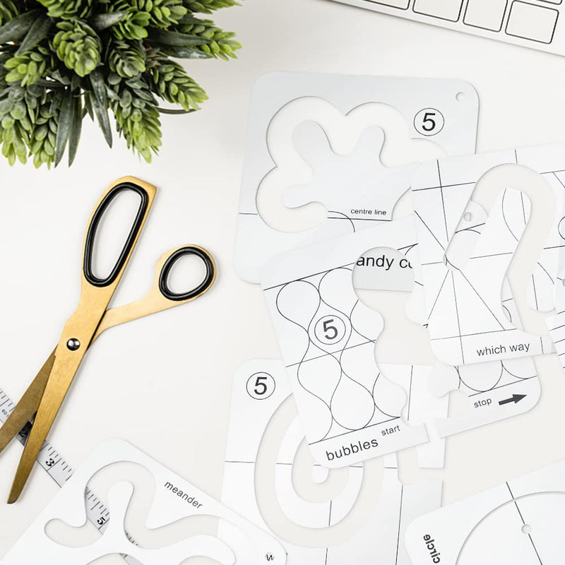 SYCOOVEN 13 PCs Free Motion Quilting Template Set Includes 8 Quilting Templates, Quilting Frame, Quilting Gloves, Ruler and Quilting Stickers for DIY Quilting on Sewing Machine As Picture Show - NewNest Australia