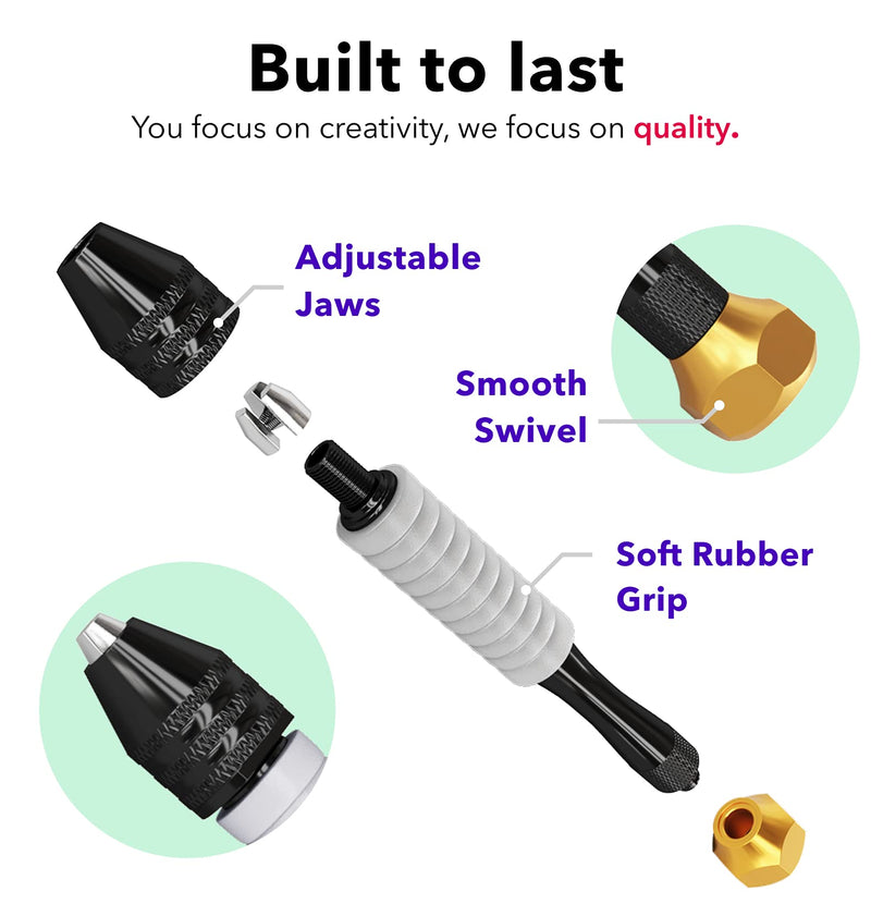 Pin Vise Hand Drill for Jewelry Making - Craft911 Manual Craft Drill Sharp HSS Micro Mini Twist Drill Bits Set, Precision Small Hand Drill For Resin, Rotary Tools For Wood, Jewelry, Plastic, Miniature Gray - NewNest Australia