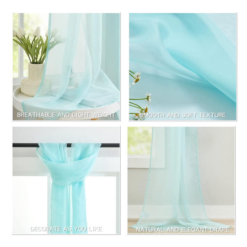 Aqua Sheer Scarf Valance Curtains for Windows - Sheer Fabric for Draping Canopy Bed Curtain Scarf Wedding Arsh Table Runner for Living Room/Bedroom/Kids Room/Party Backdrop 1 Panel 34x144 Inches Long 34"Wx144"L Aqua - NewNest Australia