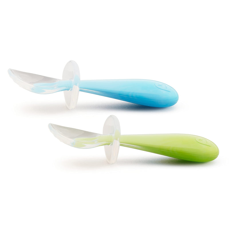 Munchkin Silicone Trainer Spoons with Choke Guard for Baby Led Weaning, 4pk, Blue/Green 1 - NewNest Australia