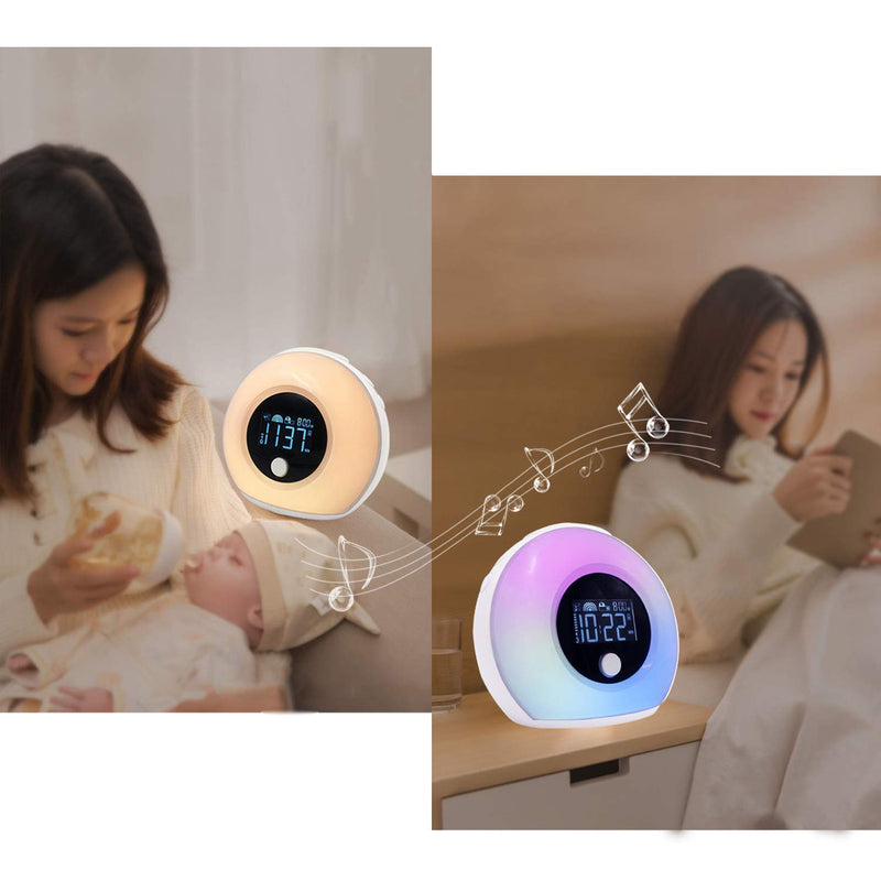 NewNest Australia - Uplayteck Light Alarm Clock for Kids - Wake Up Alarm Clock Bluetooth Speaker Night Light for Girl - Tap to Change Color Lights - Digital LED Clock 