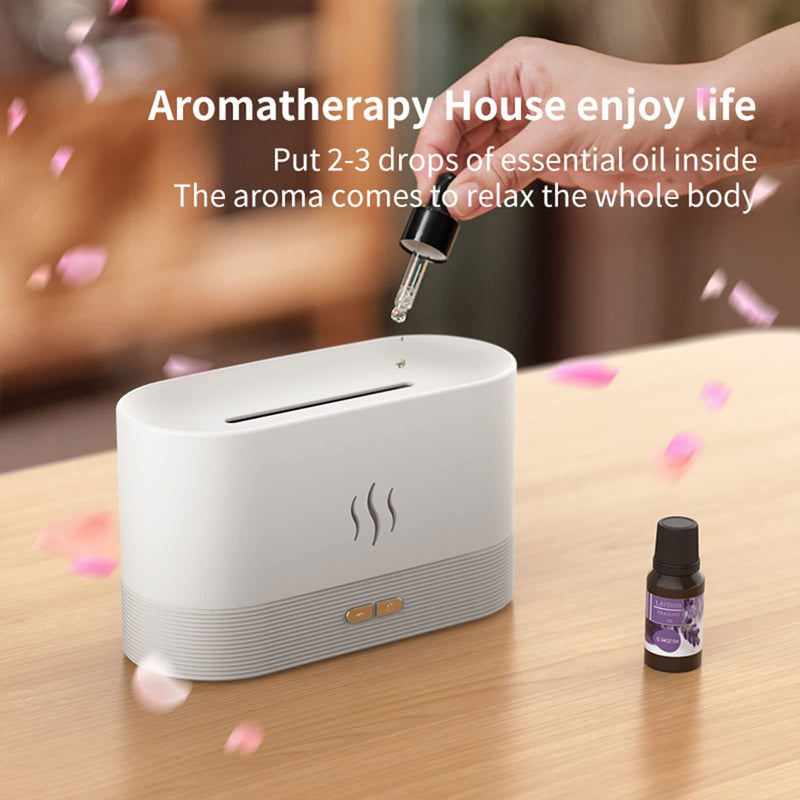 Gzvxuny Flame Essential Oil Diffuser, Upgrade 7 Colour Lights Aromatherapy Diffuser, Super Quiet Air Humidifier, Electric Aroma Diffuser, Waterless Auto-Off for Home Office Room, Black - NewNest Australia
