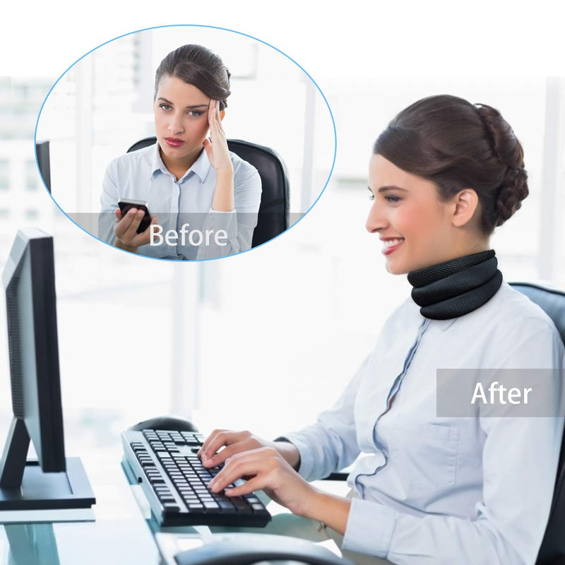 Neck Support For Relief Of Neck Pain And Pressure, Soft Foam Cervical Support That Stabilises The Vertebrae - Suitable For Travel, Sleeping Work, Men And Women (L) - NewNest Australia