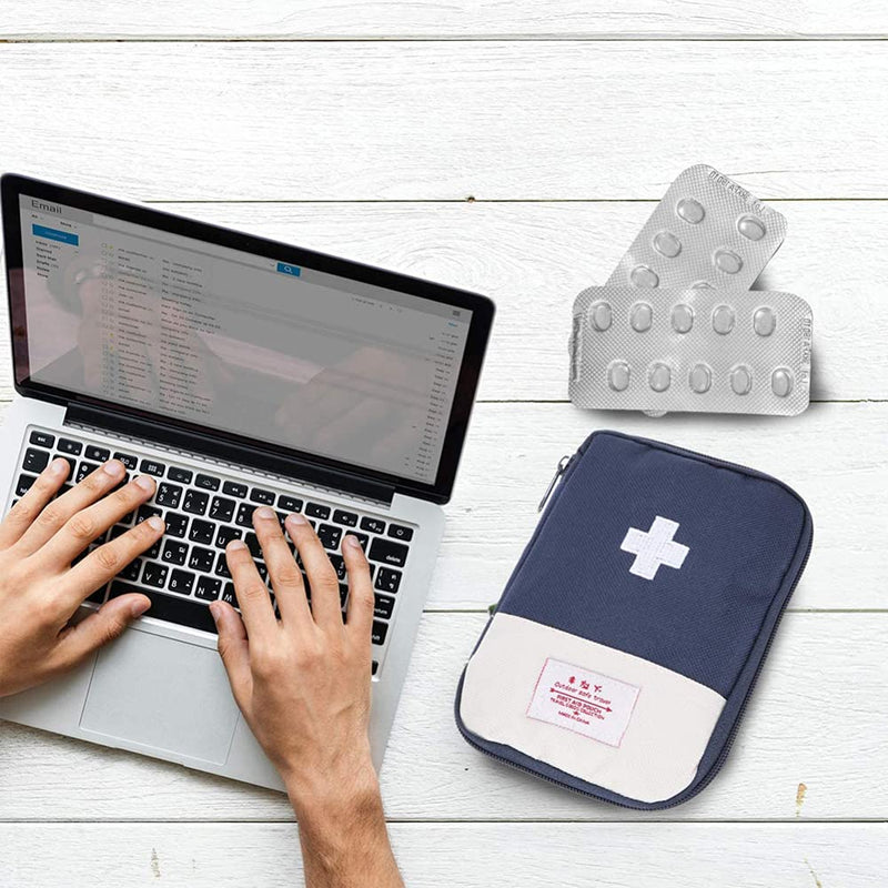 Pack Of 2 Medicine Bag, Mini First Aid Bag, Empty, Portable Mini First Aid Kit, Emergency Bag, For Emergency Situations At Home, Office, Travel, Hiking, Camping (Blue, Pink), Small - NewNest Australia