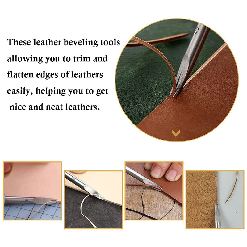 2 Pieces Leather Edge Skiving Beveler Craft Keen Edge Cutting Tool, 2 Sizes(0.8mm&1.2mm Size) (2#+4#) 2#+4# - NewNest Australia