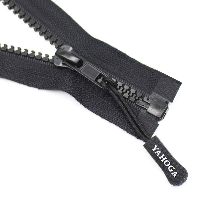 YaHoGa 2PCS #5 6 Inch Separating Jacket Zippers for Sewing Coats Jacket Zipper Black Molded Plastic Zippers Bulk (6" 2pc) 6" 2pcs - NewNest Australia