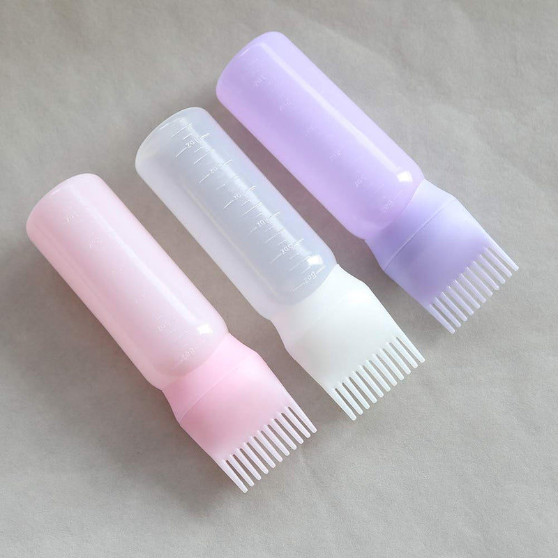 Towarm Blue White Purple 3pieces Comb Applicator Bottle 6 Ounce Bottle Comb with Graduated Scale for Hair Dye Coloring Scalp Treatment Essential (3pcs) - NewNest Australia