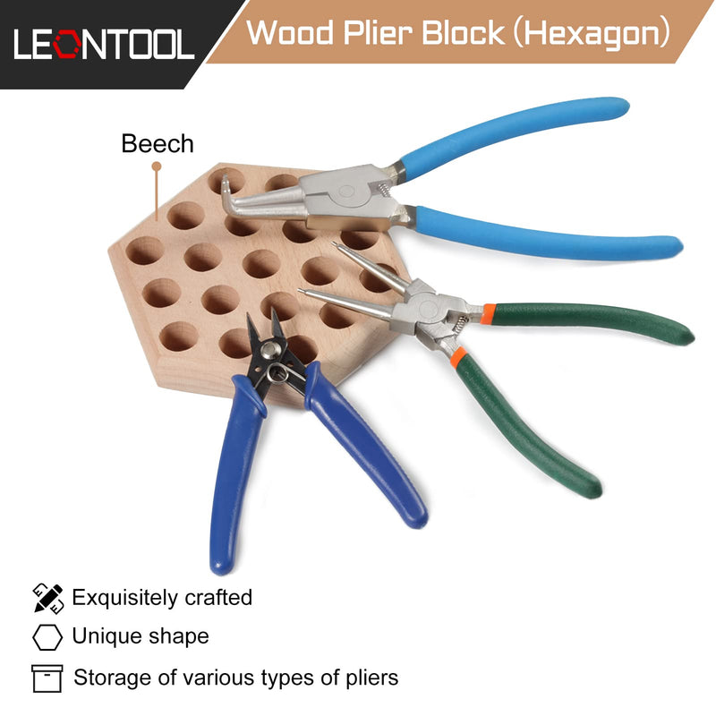 LEONTOOL Wood Pliers Block Wooden Plier Organizer Hardwood Pliers Holder Plier Rack with 19 Holes Storage Box Jeweller Hexagon - NewNest Australia