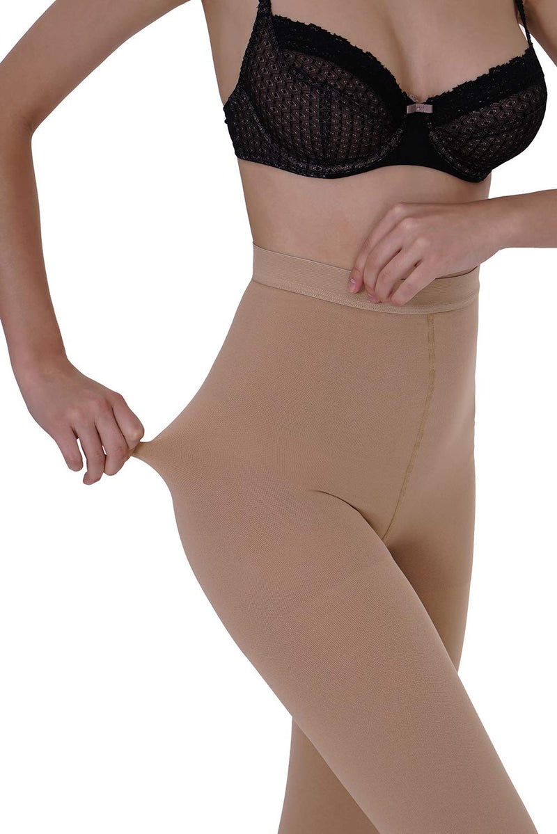 AMZAM® Medical Compression Pantyhose for Women & Men, Open Toe, Opaque, Firm Support 15-20mmHg Graduated Compression Stockings, Help Relieve Swelling Edema Varicose Veins, Nursing, Beige S Open Toe Beige - NewNest Australia