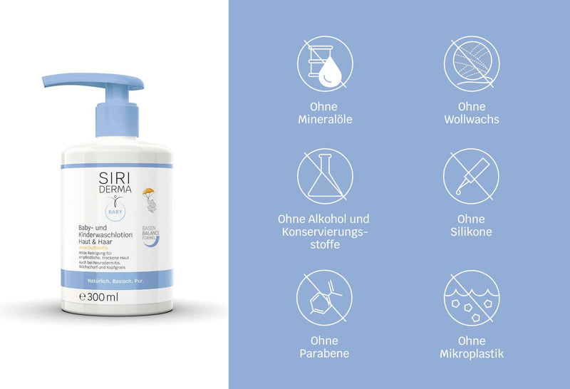 SIRIDERMA baby and children's wash lotion skin & hair | Basic cleaning | For sensitive, dry baby and children's skin (300ml) 300.00 ml (pack of 1) - NewNest Australia