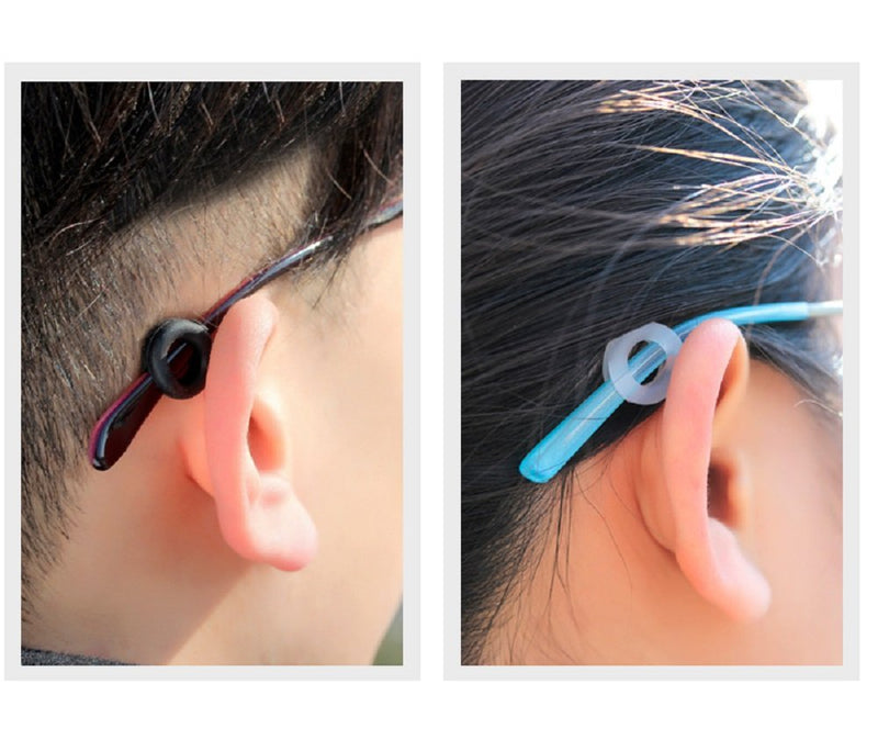 Silicone Glasses Ear Hooks, Anti-Slip Hooks For Glasses Frame, Soft Comfortable Temple Tip Holder Ring, Glasses Accessories, Pack Of 4 Pairs (2 Transparent 2 Black) - NewNest Australia