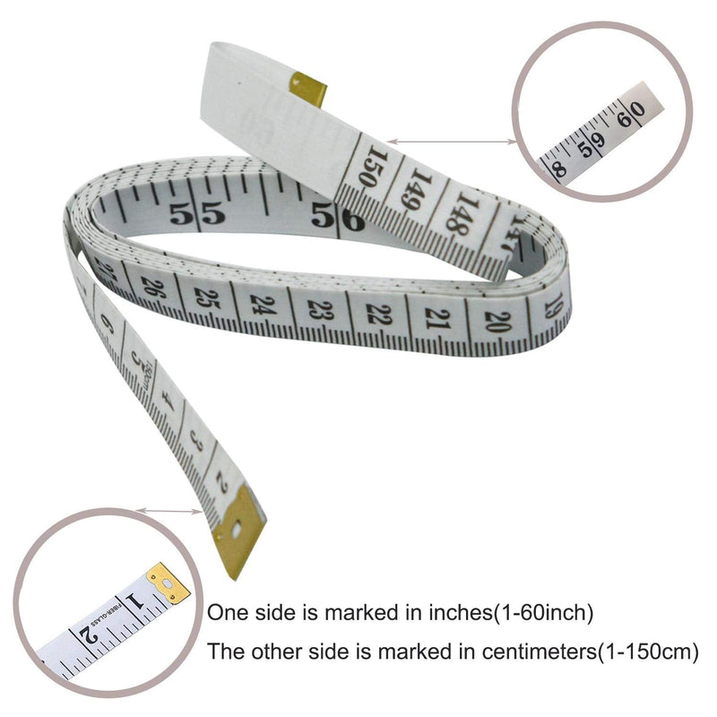 Soft Tape Measure Double Scale Body Sewing Flexible Ruler for Weight Loss Medical Body Measurement Sewing Tailor Craft Vinyl Ruler, Has Centimetre Scale on Reverse Side 60-inch（White） - NewNest Australia