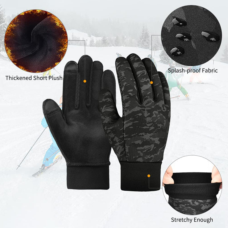 Kids Winter Warm Gloves with Grip - Boys Girls Thermal Fleece Running Cycling Gloves Touch Screen Cold Weather Soft Anti Slip Mittens for Sport Ski Snow Bike Hiking 8-10 Years - NewNest Australia