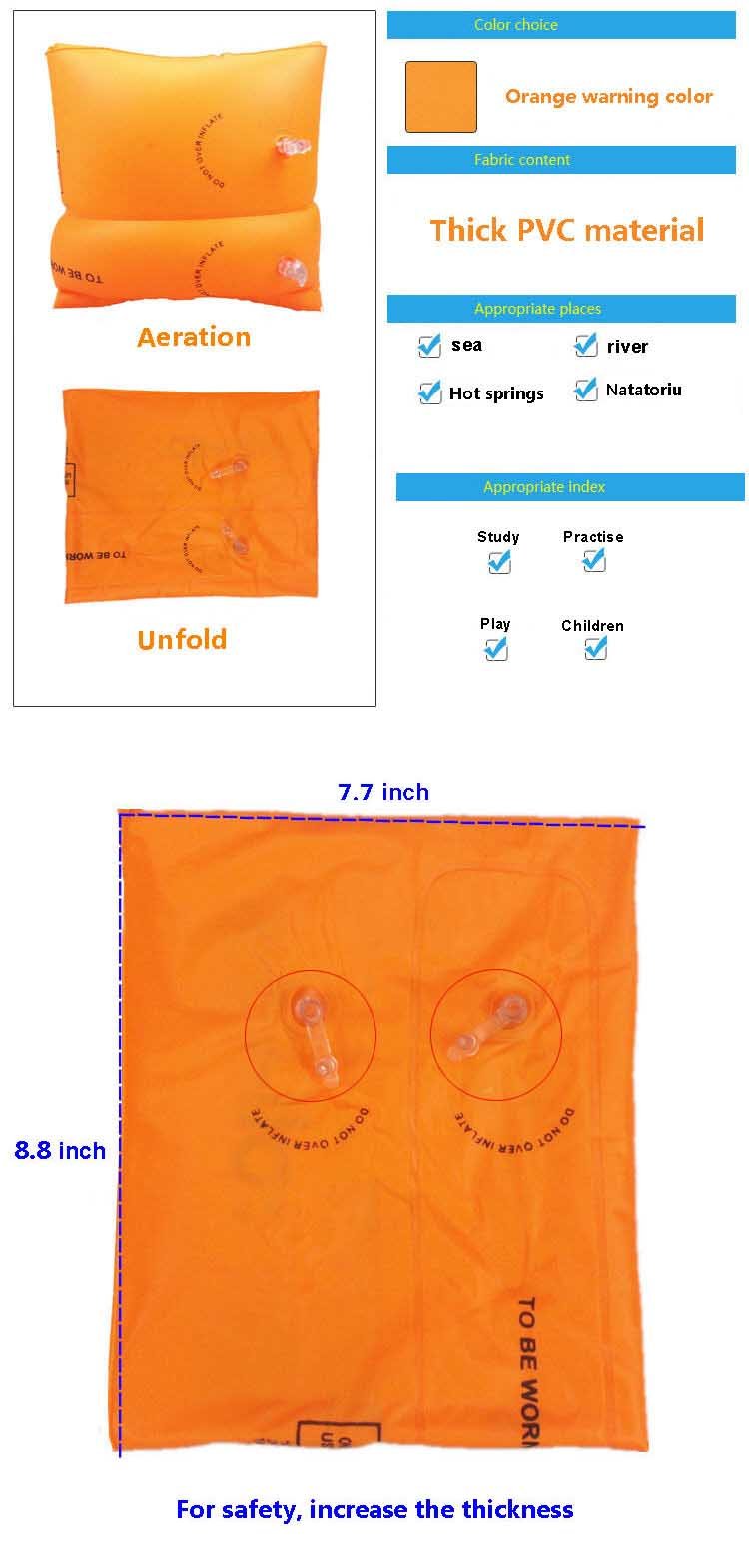 Topsung Inflatable Arm Bands Floatation Sleeves Water Wings Swimming Arm Floats for Adults and Kids _Blue + Orange - NewNest Australia