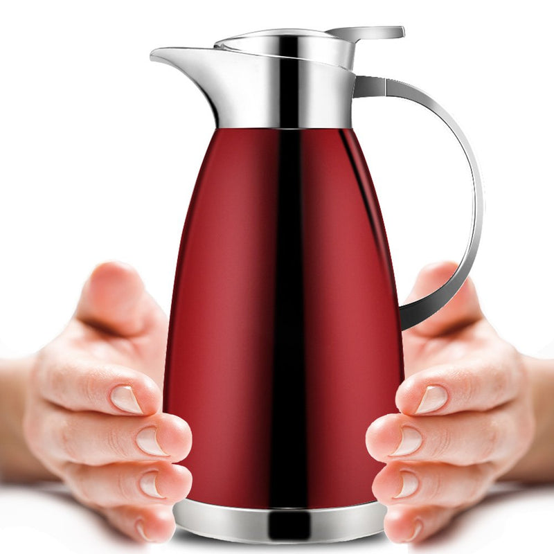 Haosens 1.8 Litre Stainless Steel Coffee Carafe Double Walled Vacuum Insulated Coffee Jug Thermal Jug (Red) Red - NewNest Australia