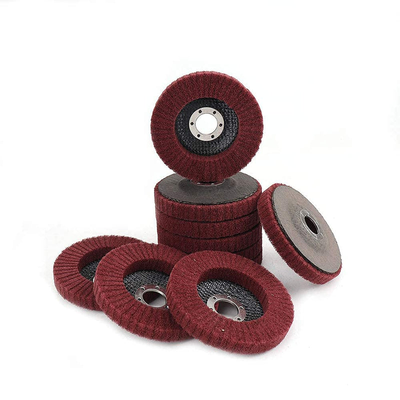 NUODUN 10Pcs 4.5" x 7/8" Nylon Fiber Flap Disc Polishing Grinding Wheel, Scouring Pad Buffing Wheel, Abrasive Grinding Discs for Angle Grinder, Metal Surface Finishing 320 Grit Grit 320 - Red - NewNest Australia
