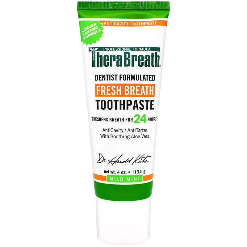 TheraBreath Fresh Breath Dentist Formulated 24-Hour Toothpaste, Mild Mint, 4 Ounce (Pack of 2) - NewNest Australia