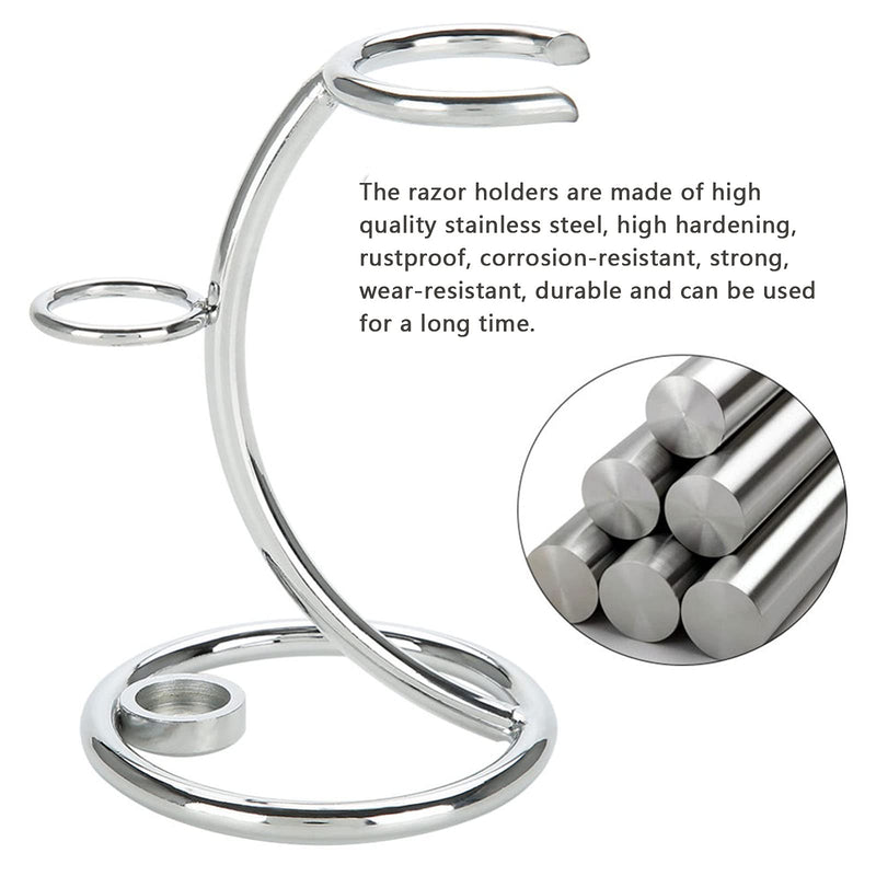 Shaving Brush Stand Holder, Silver Razor and Brush Stand, Shaving Brush Stand, Portable Razor and Brush Stand, Stainless Steel Shaving Stand for Men - NewNest Australia