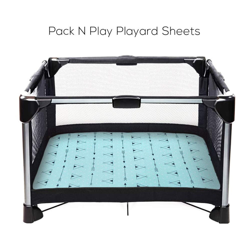 Stretchy-Pack-n-Play-Playard-Sheets-Brolex 2 Pack Portable Mini Crib Sheets,Convertible Playard Mattress Cover for Baby Boys Gilrs,Ultra Soft Jersey Knit,Arrow & Owl Arrow & Owl - NewNest Australia