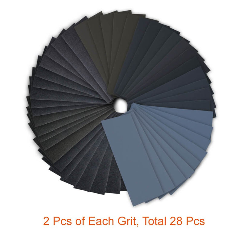 28 Pcs 120 to 3000 Grit Wet Dry Sandpaper Assortment 9 3.6 Inches for Automotive Sanding - NewNest Australia