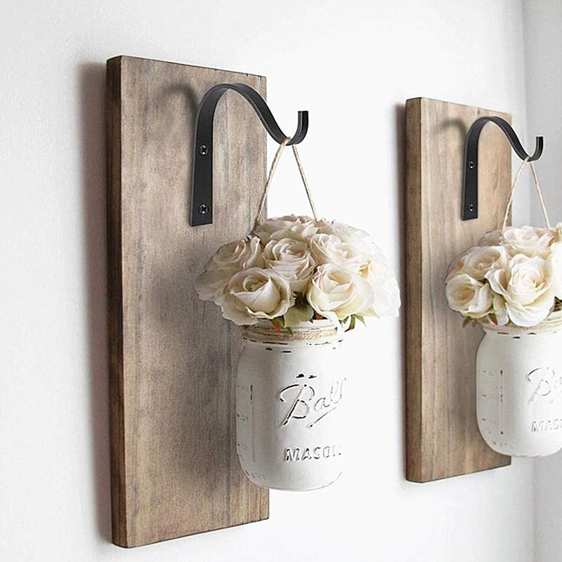 NewNest Australia - 4 Pieces Metal Wall Hook Plant Hanger Bracket Decorative Iron Wall Hooks Decorative Coat Hook Metal Lantern Bracket for Hanging Baskets Lantern Artworks Home Decor Come with Screws, White 