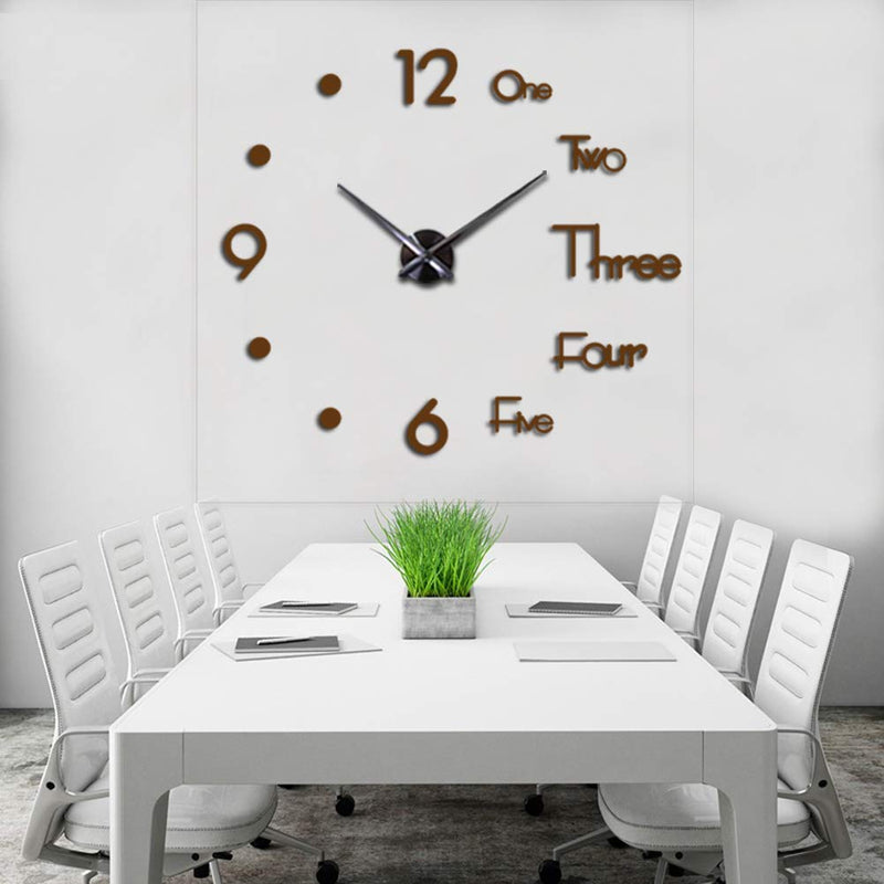 NewNest Australia - CreationStore Large 3D DIY Wall Clock Acrylic Mirror Surface Decoration Wall Clock for Living Room Bedroom Office (Black) Black 