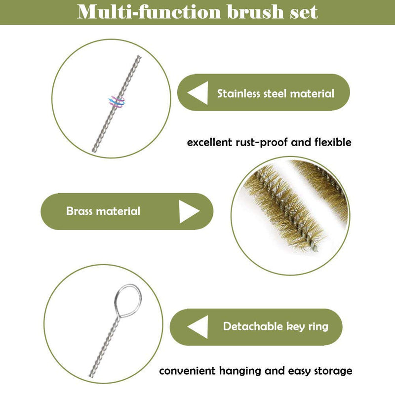 YXQ Tube Brush Brass Wire 30mm Bottle 12.6inch Long-Handle Bristle Cleaning 6Pcs - NewNest Australia