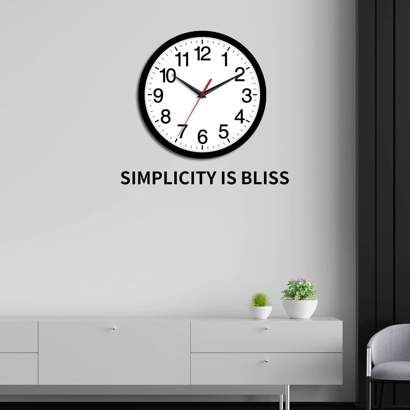 Rohioue Wall Clock, Modern 10 Inch Battery Operated Wall Clocks, Silent Non Ticking Small Analog Clock, for Bedroom, Kitchen, Bathroom, Office, Home, Living Room (Black) - NewNest Australia