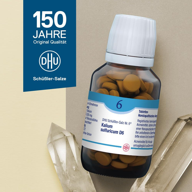DHU Schüßler Salt No. 6 Kalium sulfuricum D6 - The mineral salt for detoxification - the original - environmentally friendly in a medicine jar, 200 tablets - NewNest Australia