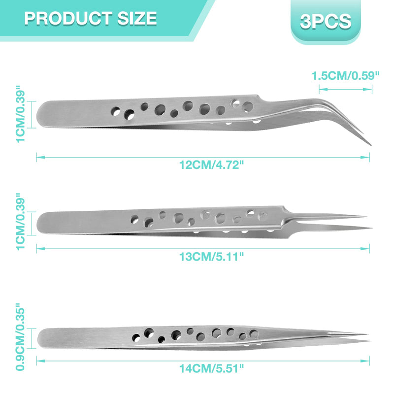3 Industrial Tweezers, Tweezers Pointed Set, Antistatic Stainless Steel Tweezers Curved And Straight, Professional Precision Tweezers, Tweezers Electronics For Jewelry Watches Laboratory Etc - NewNest Australia
