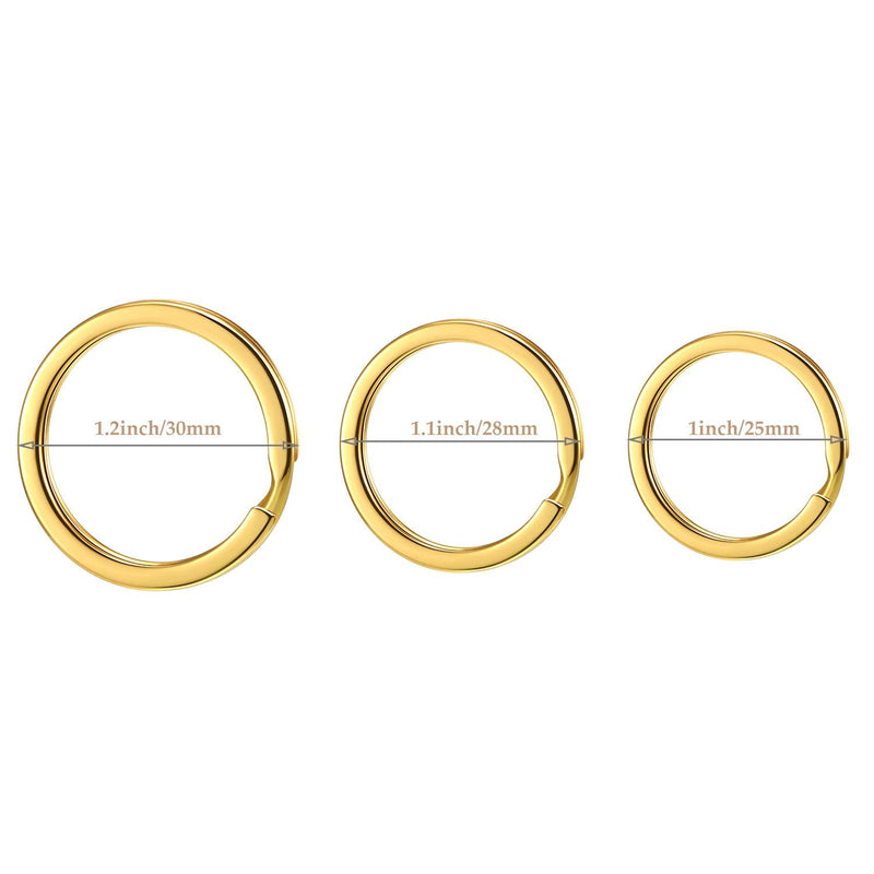 Round Flat Key Chain Rings Metal Split Ring for Home Car Keys Organization, 30 Pieces (Gold, 1 Inch, 1.1 Inch and 1.2 Inch) Gold - NewNest Australia