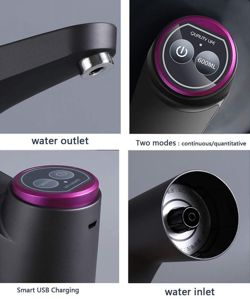 Cozy BlueWater Dispenser, Portable Water Bottle Pump for Universal 3, 4 and 5 Gallon with USB Electric Charging and Automatic Off Switch (Black) - NewNest Australia
