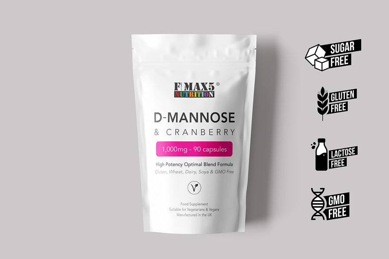 D-Mannose & Cranberry Capsules 1,000mg - 90 Capsules - Urinary Tract & Bladder Support - High Strength Blend - Allergen Free - Not Mannose Tablets or Powder - Made in the UK - NewNest Australia