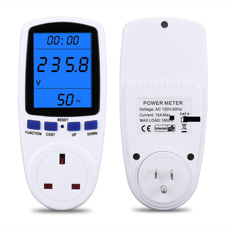 Upgraded Brighter LCD Display Night Vision Power Meter Plug, Power Consumption Monitor Energy Voltage Amps Electricity Usage Monitor, Overload Protection, 7 Display Modes for Energy Saving, Watt Meter Blue&cord - NewNest Australia