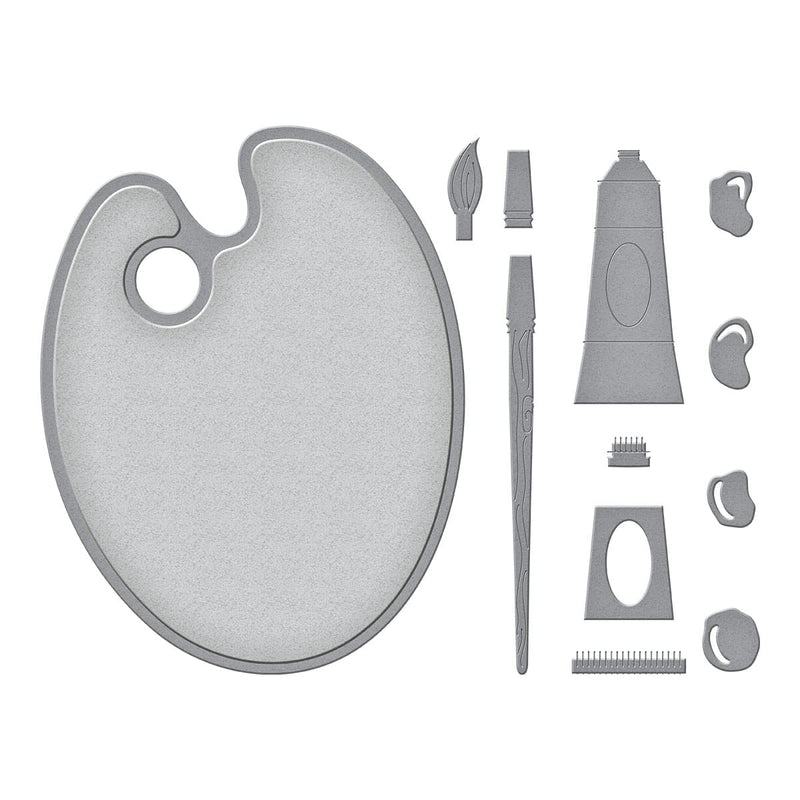 Spellbinders Painter's Palette Dies from The Paint Your World Collection by Vicky Papaioannou Etched Die Template, Bronze 48 Count - NewNest Australia