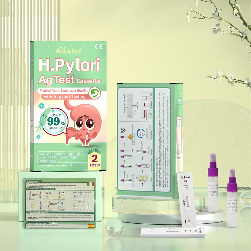 Accufast 2x Helicobacter Pylori rapid test for at home - H.Pylori Ag test cassette | Home Stool Test Kit - Check yourself for an active Helicobacter Pylori infection - NewNest Australia