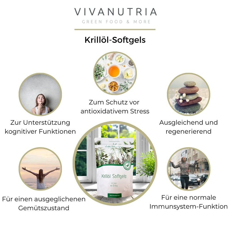 VivaNutria Krill Oil Capsules Pack of 300 I Small Softgel Capsules | easy to swallow I with 500 mg of pure Antarctic krill oil I best quality - large 3-month pack I Krill oil softgels - NewNest Australia