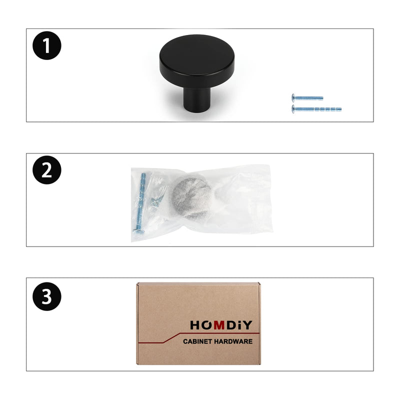 homdiy 10 Pack Matte Black Kitchen Door Knobs Kitchen Cabinet Knobs - Round Cabinet Door Knobs Black Cabinet Knobs Aluminum Alloy Single Hole Knobs for Cabinets and Drawers - NewNest Australia