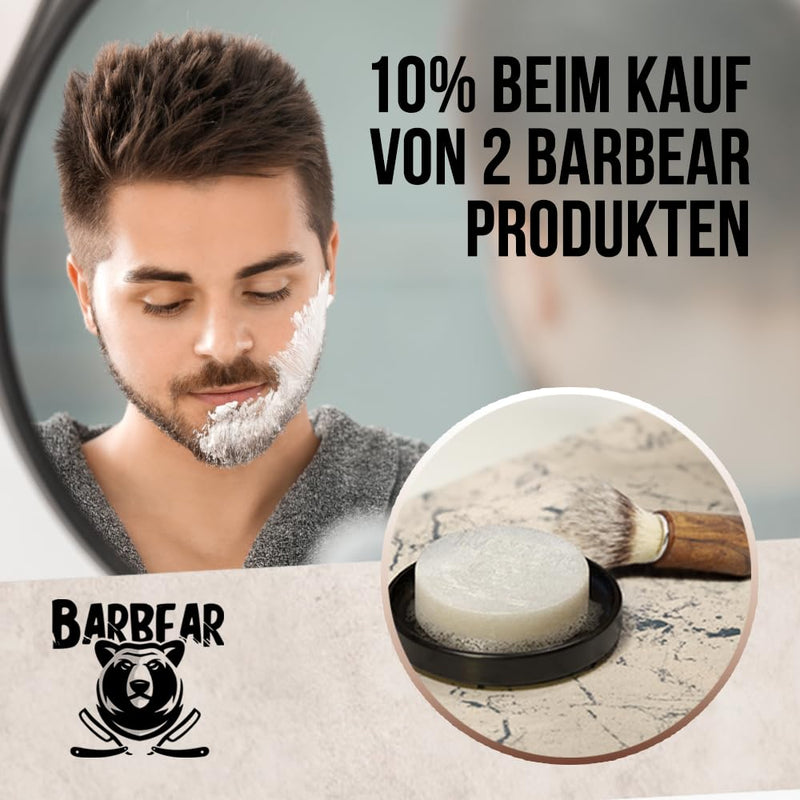 Barbear | Shaving soap de luxe | 100g Jumbo Size | Vegan shaving cream alternative | Handmade in soap factory | Power formula for dense shaving foam (Bergamot) Bergamot - NewNest Australia