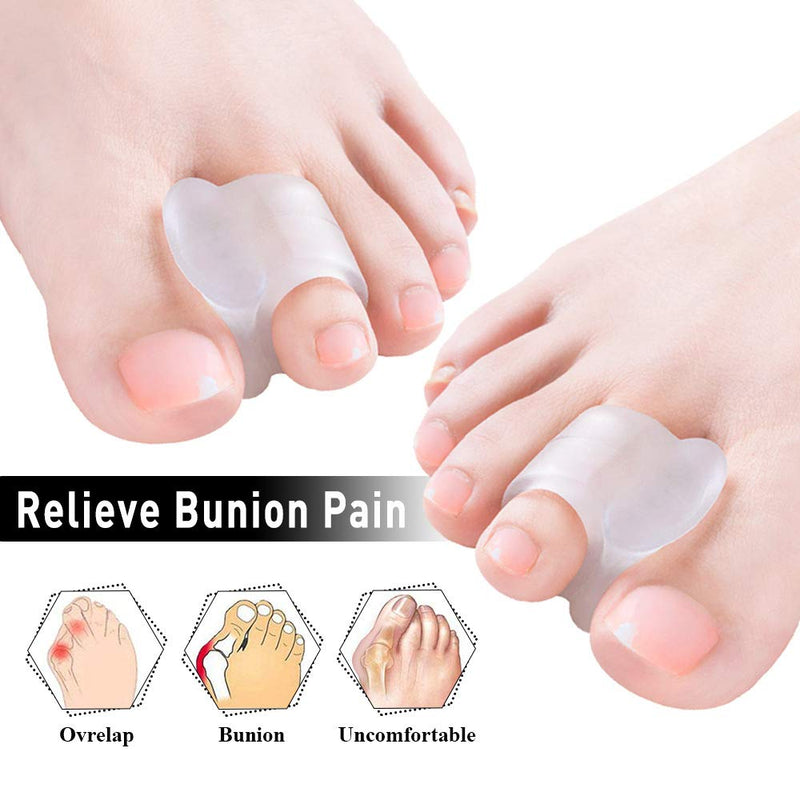 Welnove Toe Stretcher, 10x Gel Toe Separators for Bunion Correction, Overlapping Toes (Transparent Silicone Toe Separators) White-10 Large - NewNest Australia