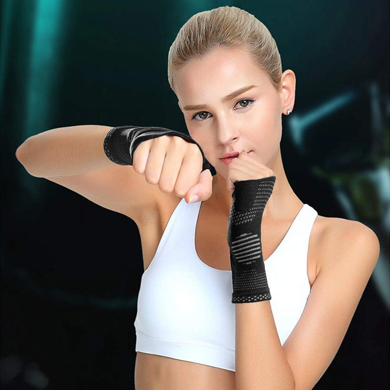 ABYON Wrist Supports 2 Pack, Wrist Brace Compression Sleeves for Left and Right Hand Carpal Tunnel and Wrist Pain Relief, Tendonitis, Arthritis, Sports, Typing (Black, M) Medium Black - NewNest Australia