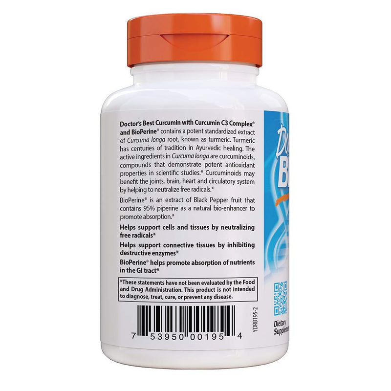 Doctor's Best Curcumin From Turmeric Root with C3 Complex & BioPerine, Non-GMO, Gluten Free, Soy Free, Joint Support, 1000 mg, 120 Tablets - NewNest Australia